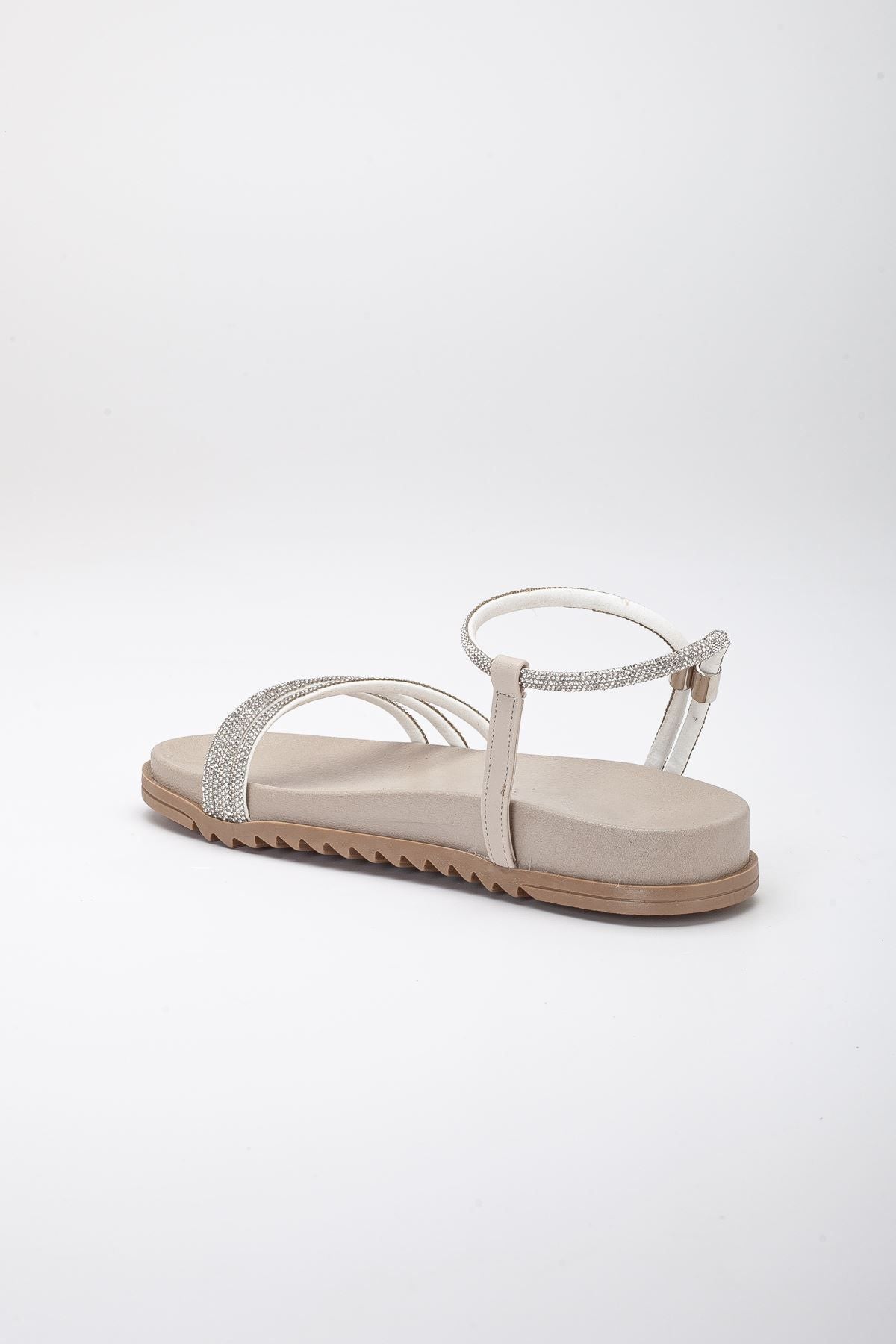 Aden Taşlı Sandalet Bej