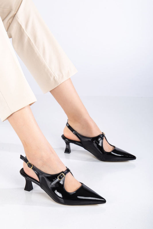 Amber Topuklu Rugan Ayakkabı Siyah