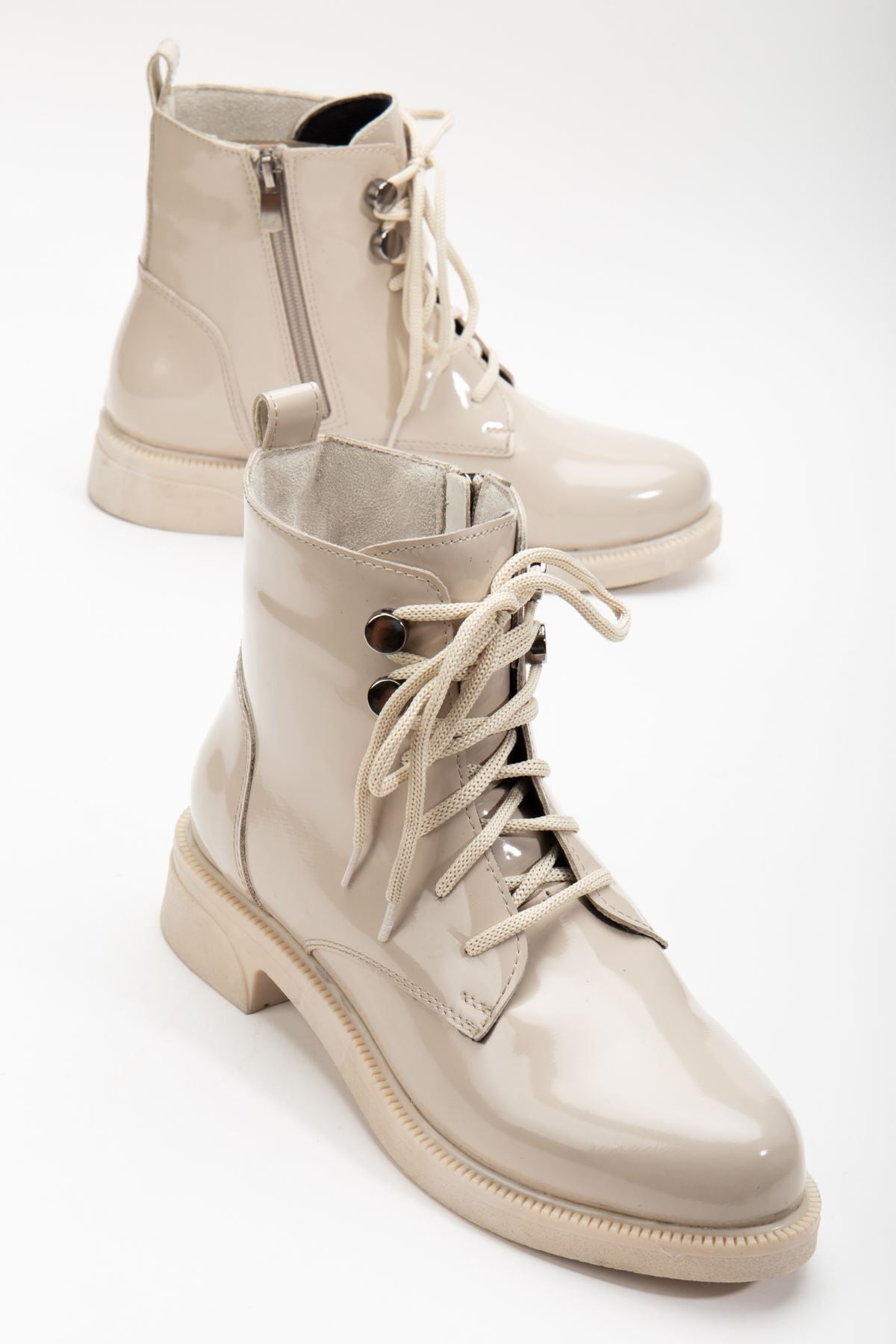 Aster Lace-Up Leather Boots Black