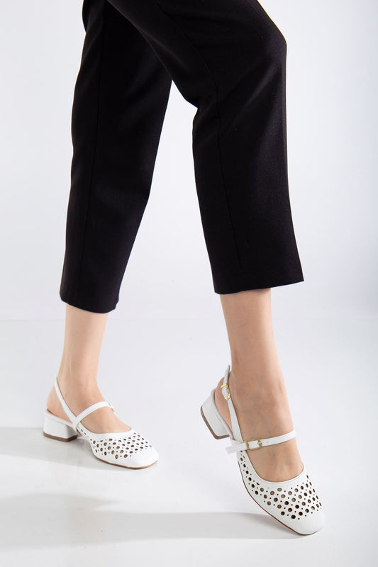 Ceyla Topuklu Ayakkabı Cilt Beyaz