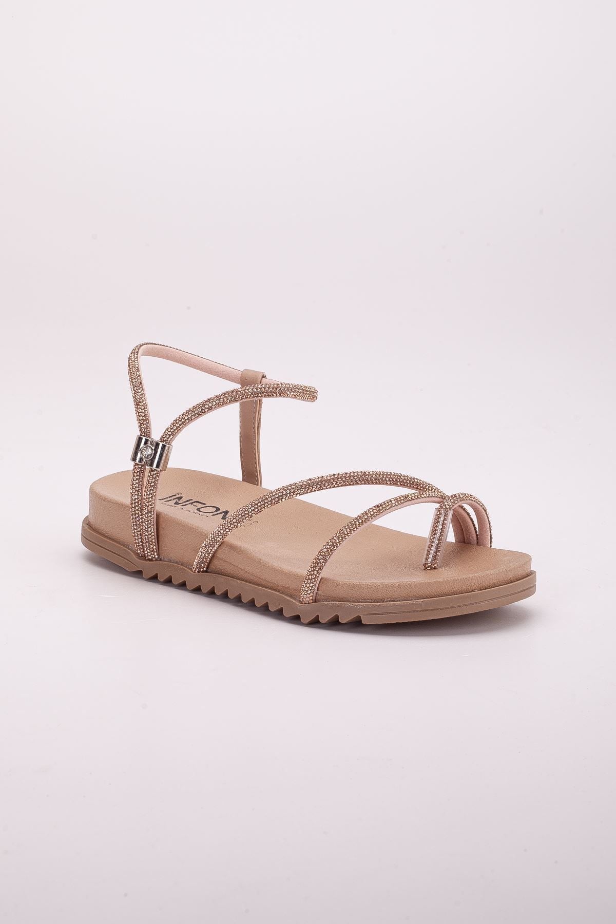 Delfin Taşlı Sandalet Beyaz