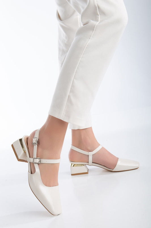 Elita Topuklu Ayakkabı Sedef Beyaz
