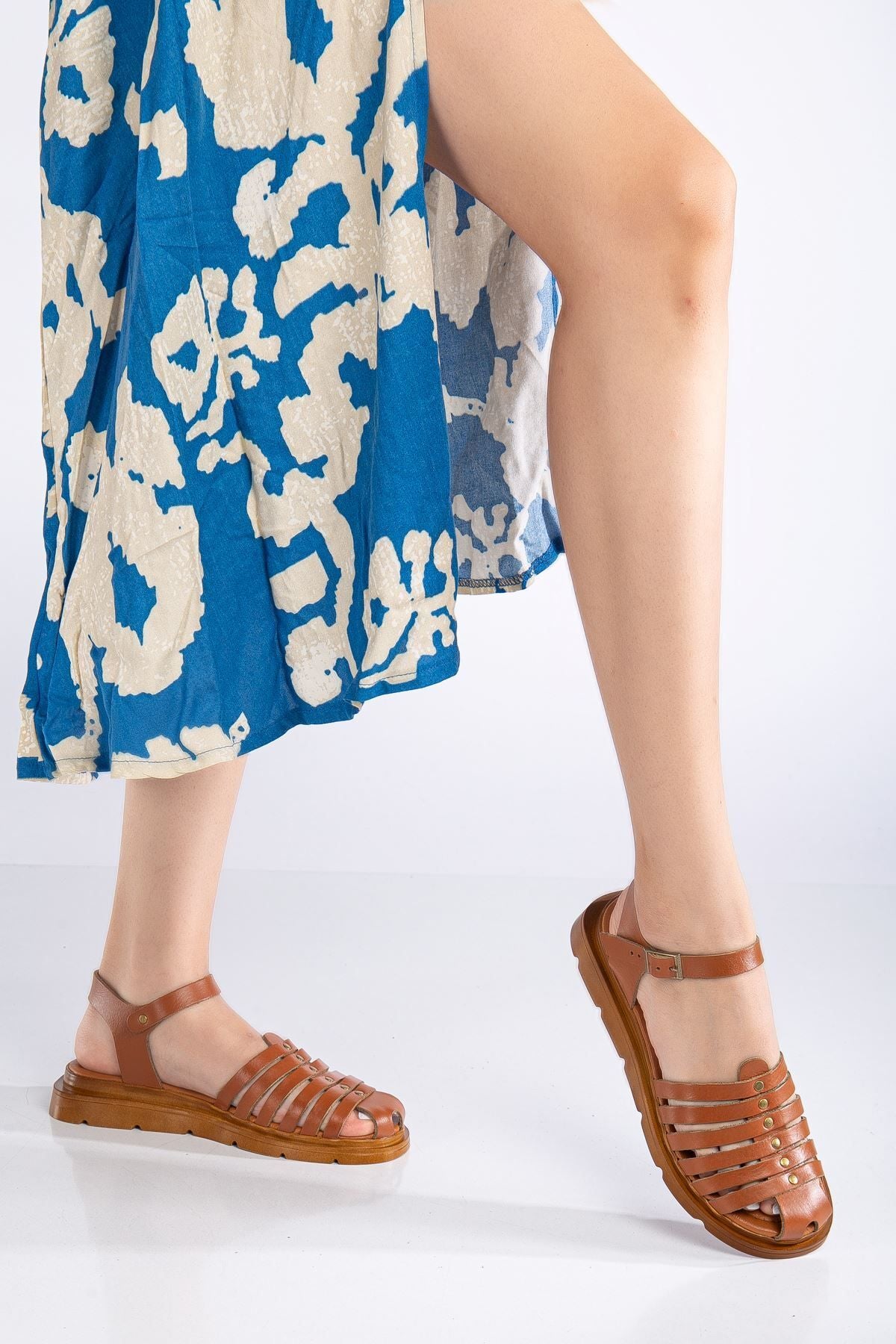 Holly Hakiki Deri Sandalet Multi