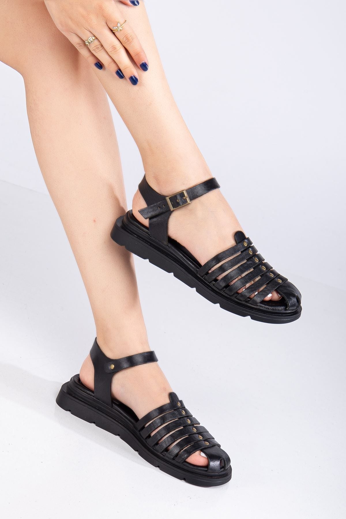 Holly Hakiki Deri Sandalet Multi