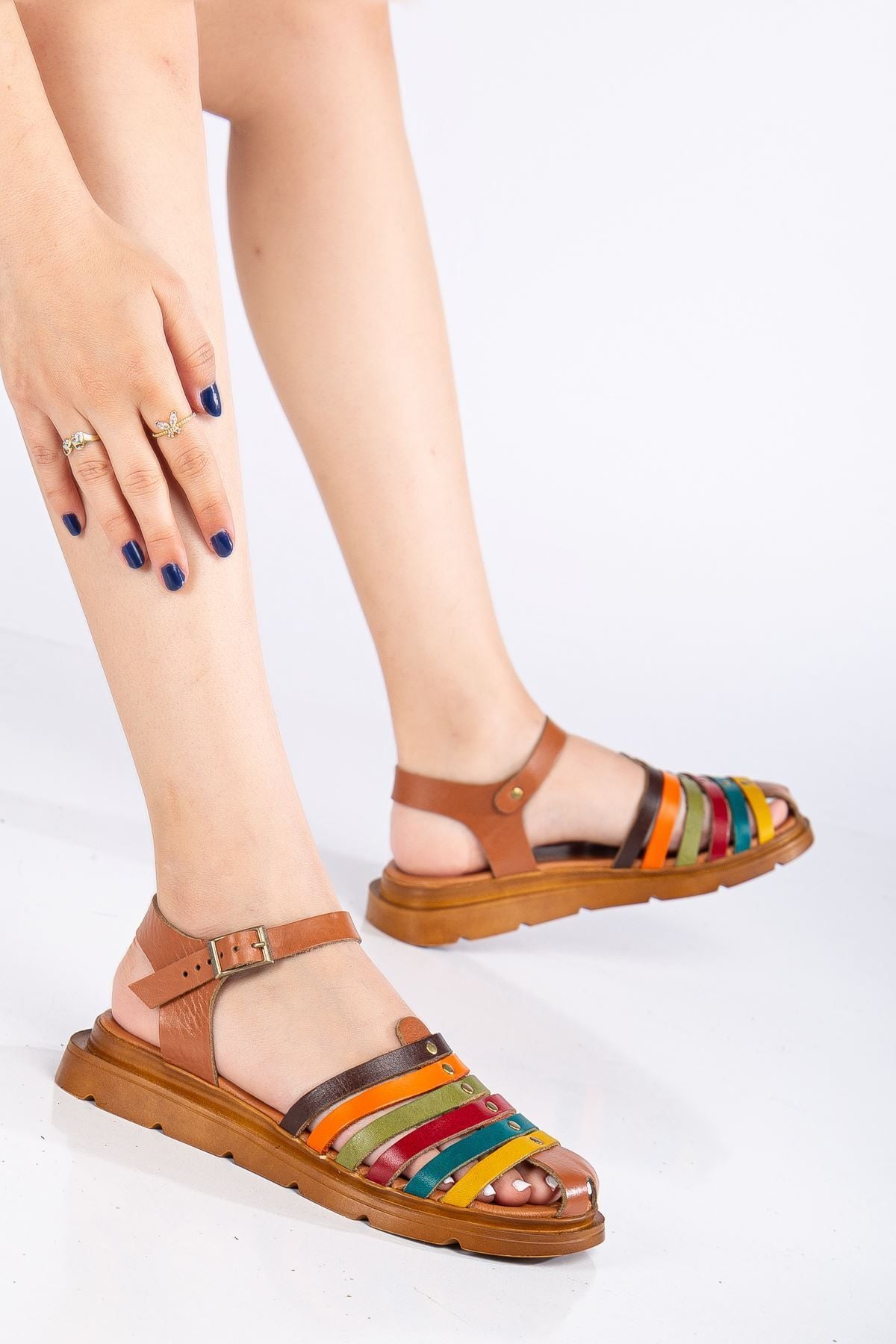 Holly Hakiki Deri Sandalet Multi