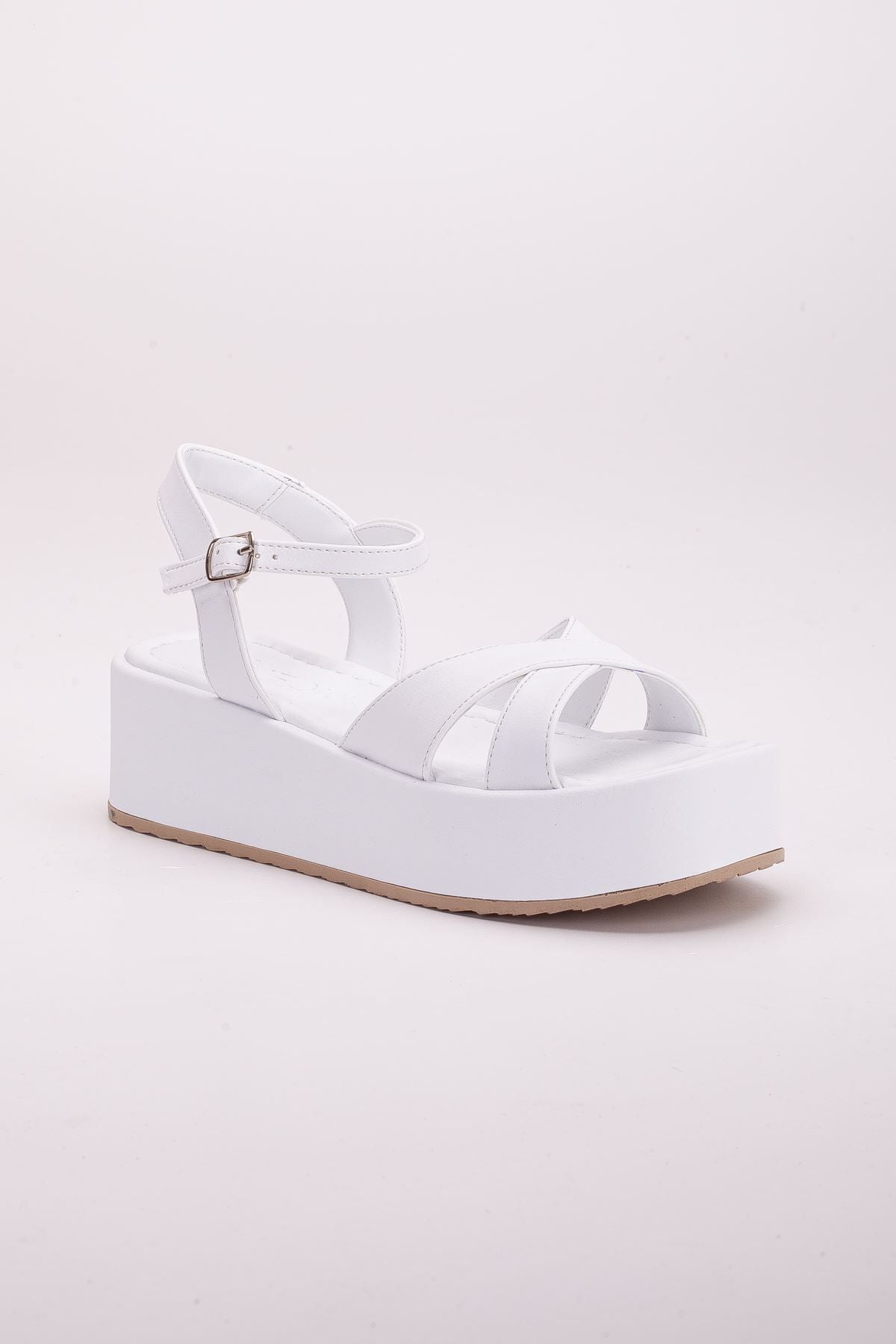 Peria Dolgu Topuk Sandalet Saks Mavi