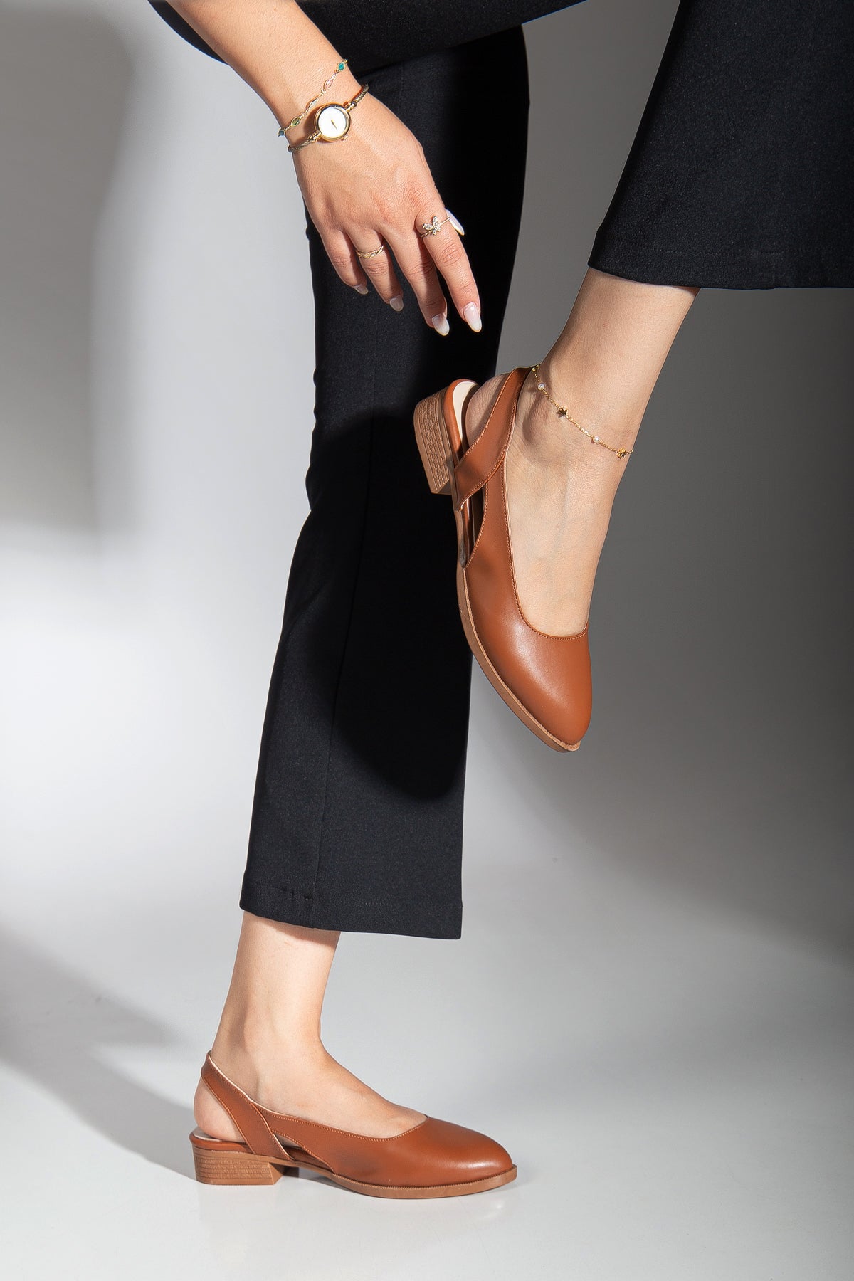 Pore Cilt Kısa Topuk Ayakkabı Mint Yeşil