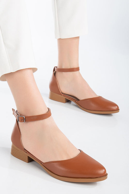 Tilda Kısa Topuk Cilt Ayakkabı Taba