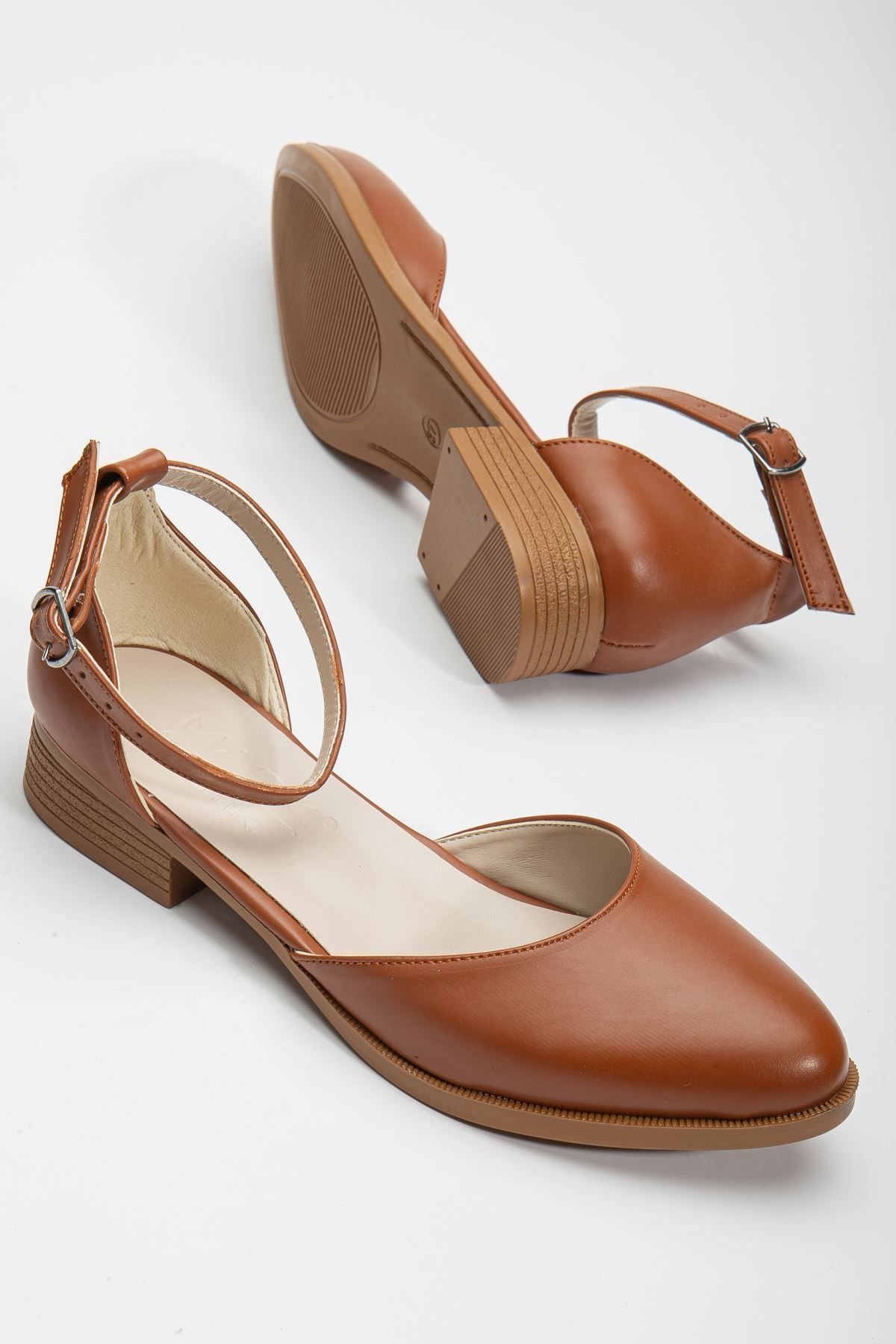 Tilda Kısa Topuk Cilt Ayakkabı Taba