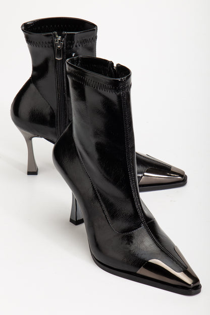 Delina Cilt Topuklu Bot Siyah