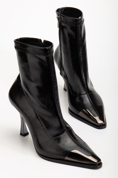 Delina Cilt Topuklu Bot Siyah