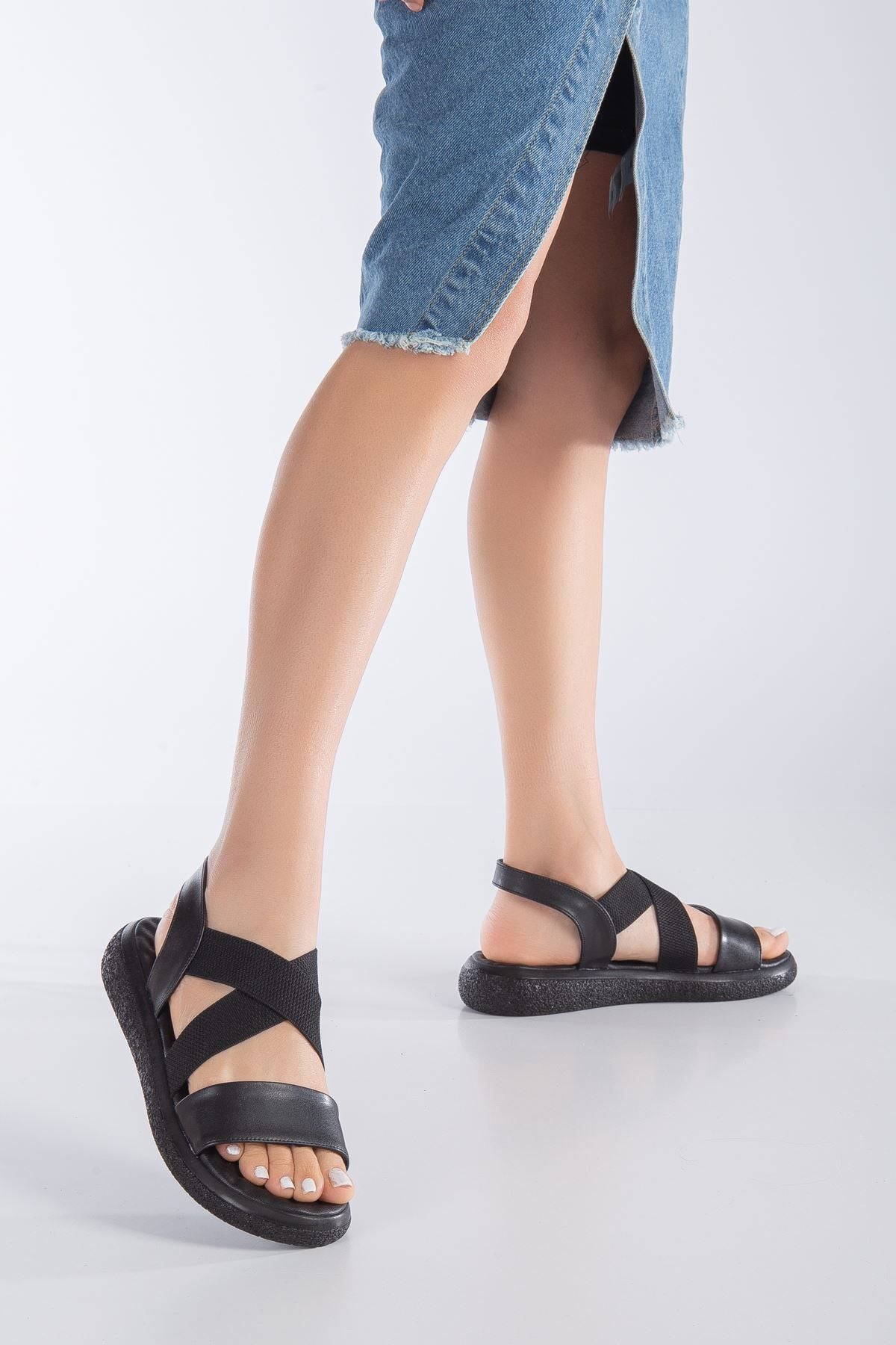 Msk0014 Elastic Sandals Black
