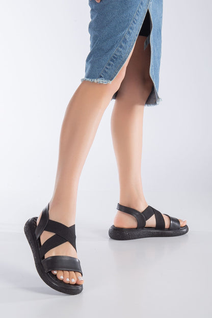 Msk0014 Elastic Sandals Black